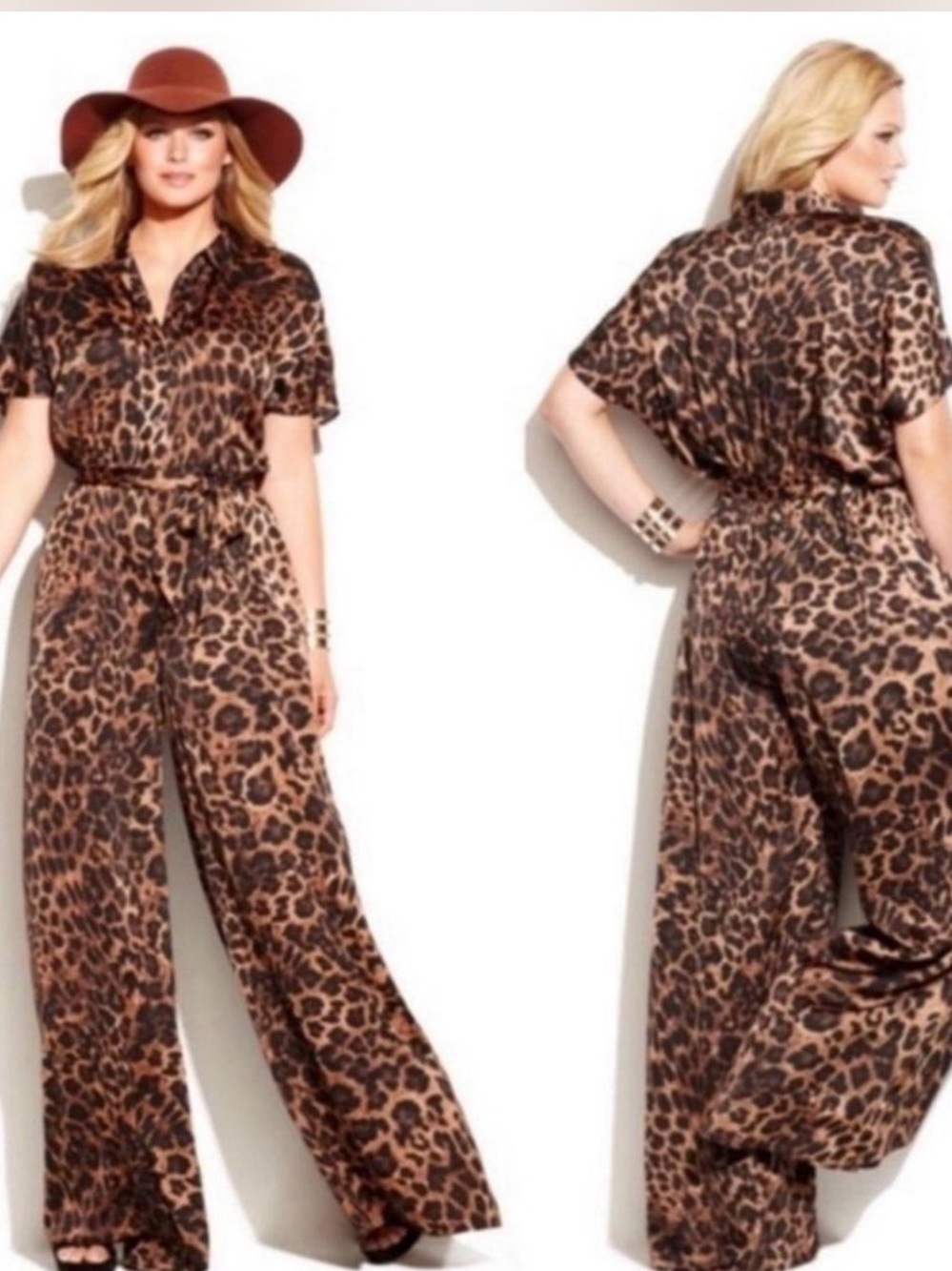 Michael Kors Leopard-Print Wide-Leg Jumpsuit in Brown and Black